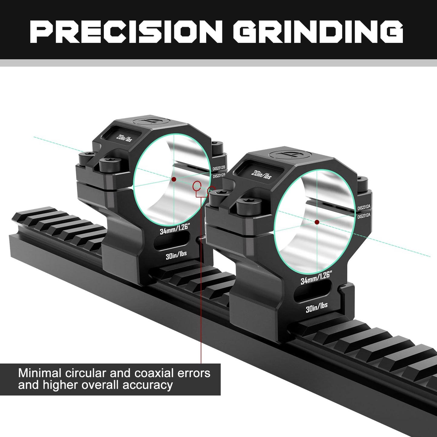 DISCOVERYOPT 7075 Aluminum Scope Rings, 30mm Rifle Scope Mount Rings for Picatinny, Precision Lapped Picatinny Scope Rings, Low Profile 30mm Diameter Scope Mount for Picatinny Rail…