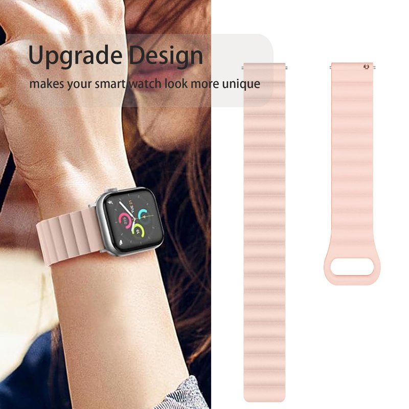 Lamshaw Compatible with NotePin AI Voice Recorder bands, Silicone Sport Loop Bracelet Wristband Strap Compatible with NotePin AI Voice Recorder (Pink)