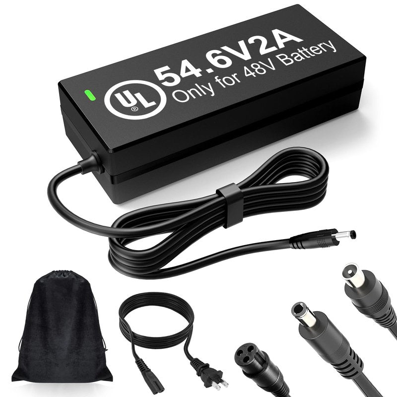 48V Lithium Battery Charger – UL Certified 54.6V 2A Fast Charger for Electric Bike, with Auto Shutoff, Intelligent Temperature Control & Fire-Resistant Case