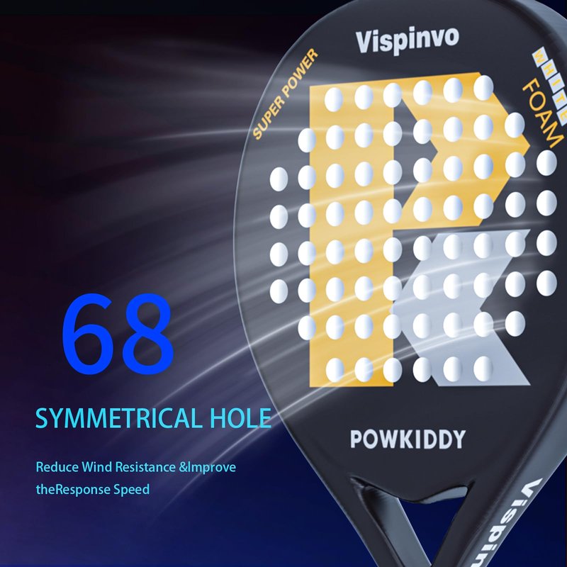 Vispinvo Padel Racket Carbon Fiber Surface, EVA Memory Flex Foam Core Pala Padel, 38 mm Beach Tennis Racket for Adults/Men/Women, an Ideal Paddle Rackets for Beginner & Professional Players（Blue）