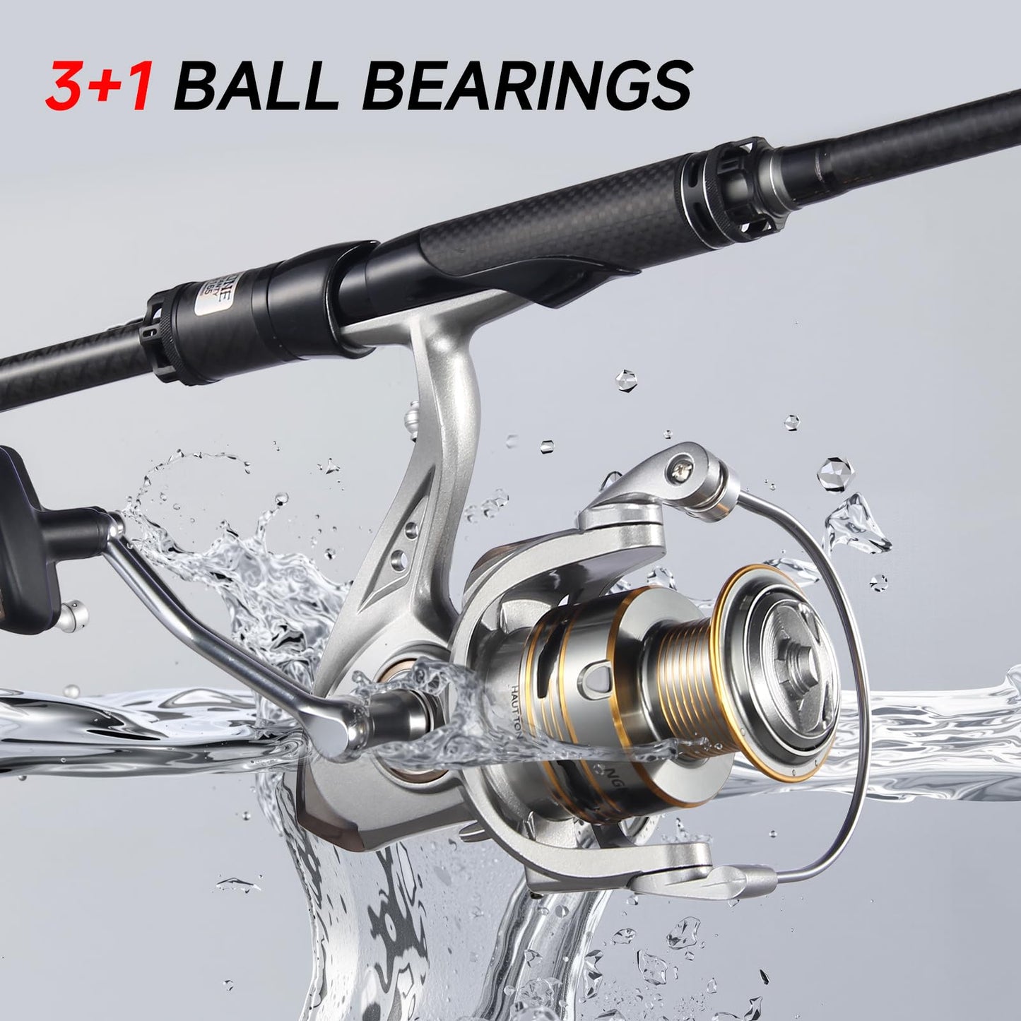 HAUT TON Spinning Reel 8000/9000/10000/12000/14000,6+1BB Metal Surf Fishing Reels,4.8:1 Gear Ratio 55lbs Drag Heavy Long Casting Inshore Saltwater Monster Fish (HT-NGK, 4000)