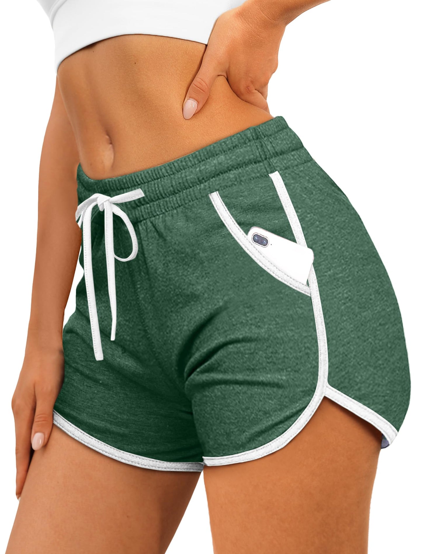 Aloodor Biker Shorts for Women with Pockets Soft Fitness Clothing Beach Vacation Clothes