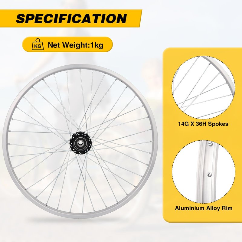 WEEROCK 26 Inch Adult Tricycle Wheelset, Single 26" Rear Left Wheelset Aluminium Alloy for 26 Inch 3 Wheel Bikes, Trikes
