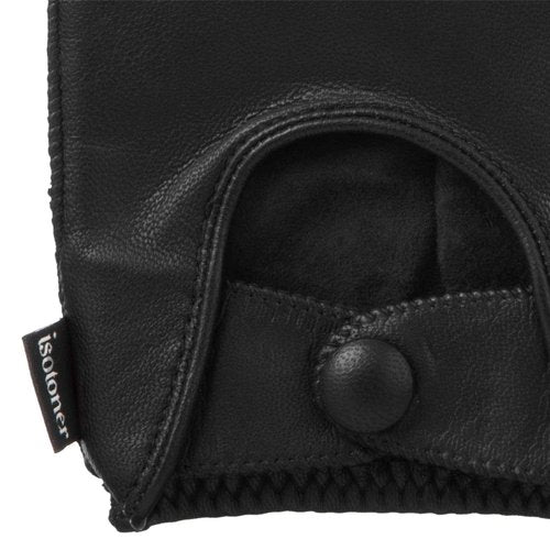 isotoner Men's Smooth Leather Driving Glove With Covered Snap,Black,X-Large