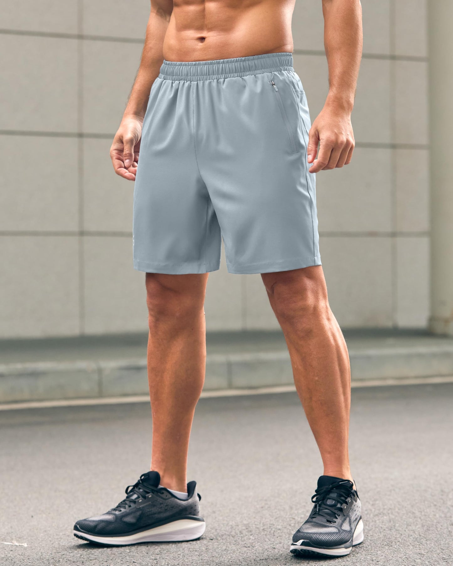 G Gradual Men's Athletic Running Shorts with Zipper Pockets Quick Dry 7"/ 5"/ 9" Workout Gym Shorts for Basketball Hiking(Light Grey,7S)