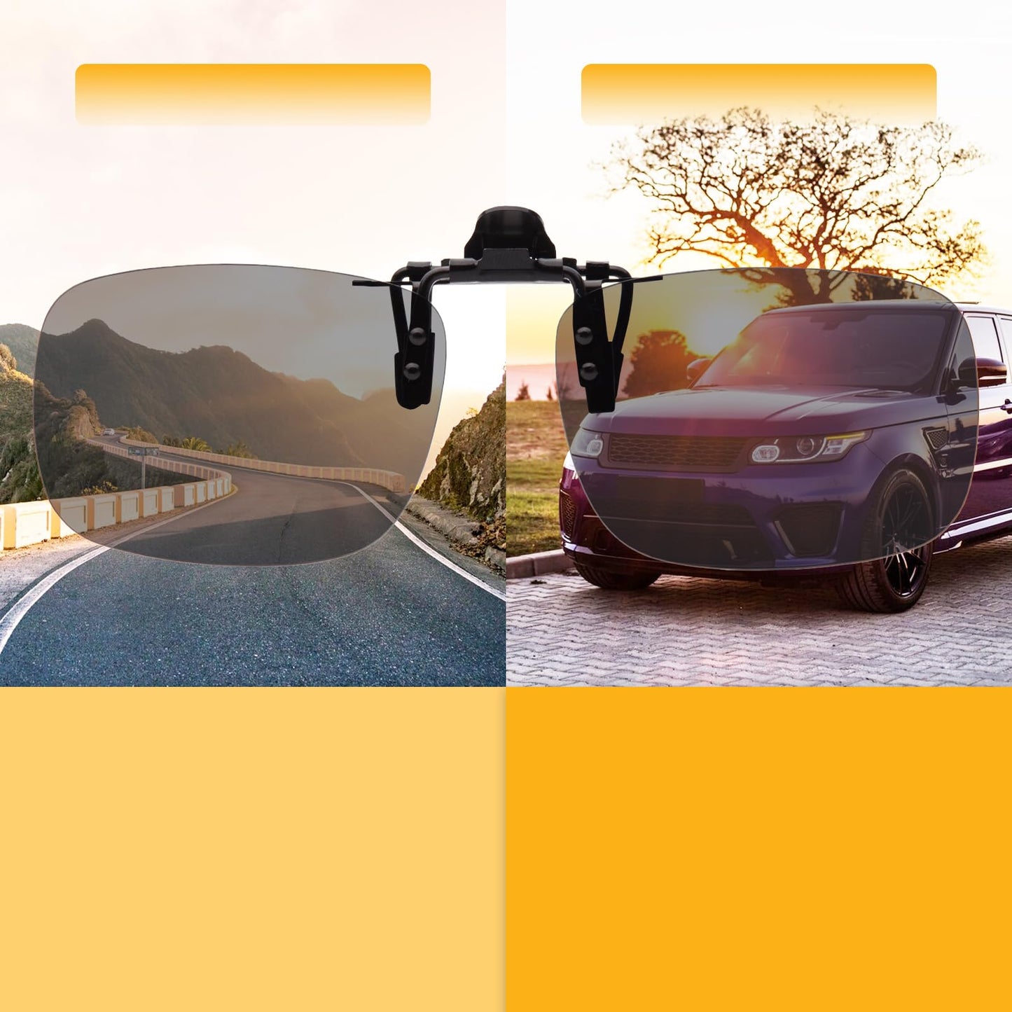 JO Polarized Clip-On Sunglasses UV400 Anti-Glare Lenses Laser Edge Design Unisex (Black 7801, 43mm X 60mm)
