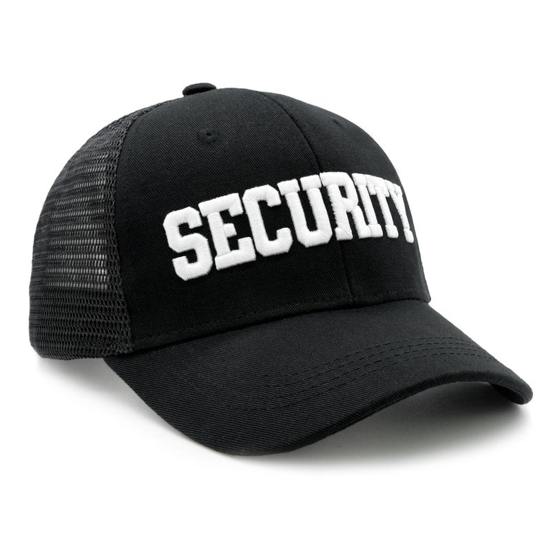 Waldeal Security Trucker Hat for Men Women, Embroidered Adjustable Snapback Mesh Baseball Cap for Security Guard, White