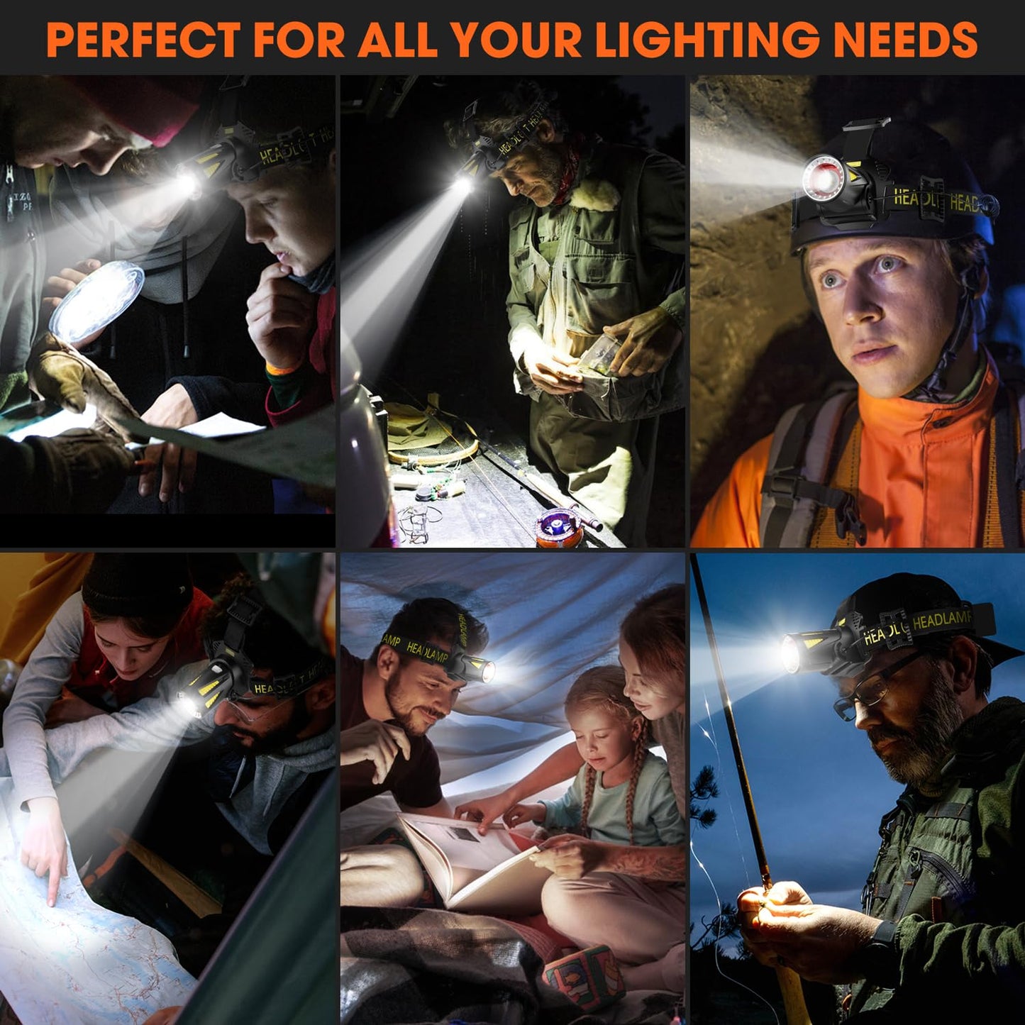 MAXME100 Long Throw Rechargeable Headlamp with 500m Beam Distance, Super Bright Headlamp, 15H Runtime, Rechargeable Head Lamp, Zoomable USB-C Adults Gift