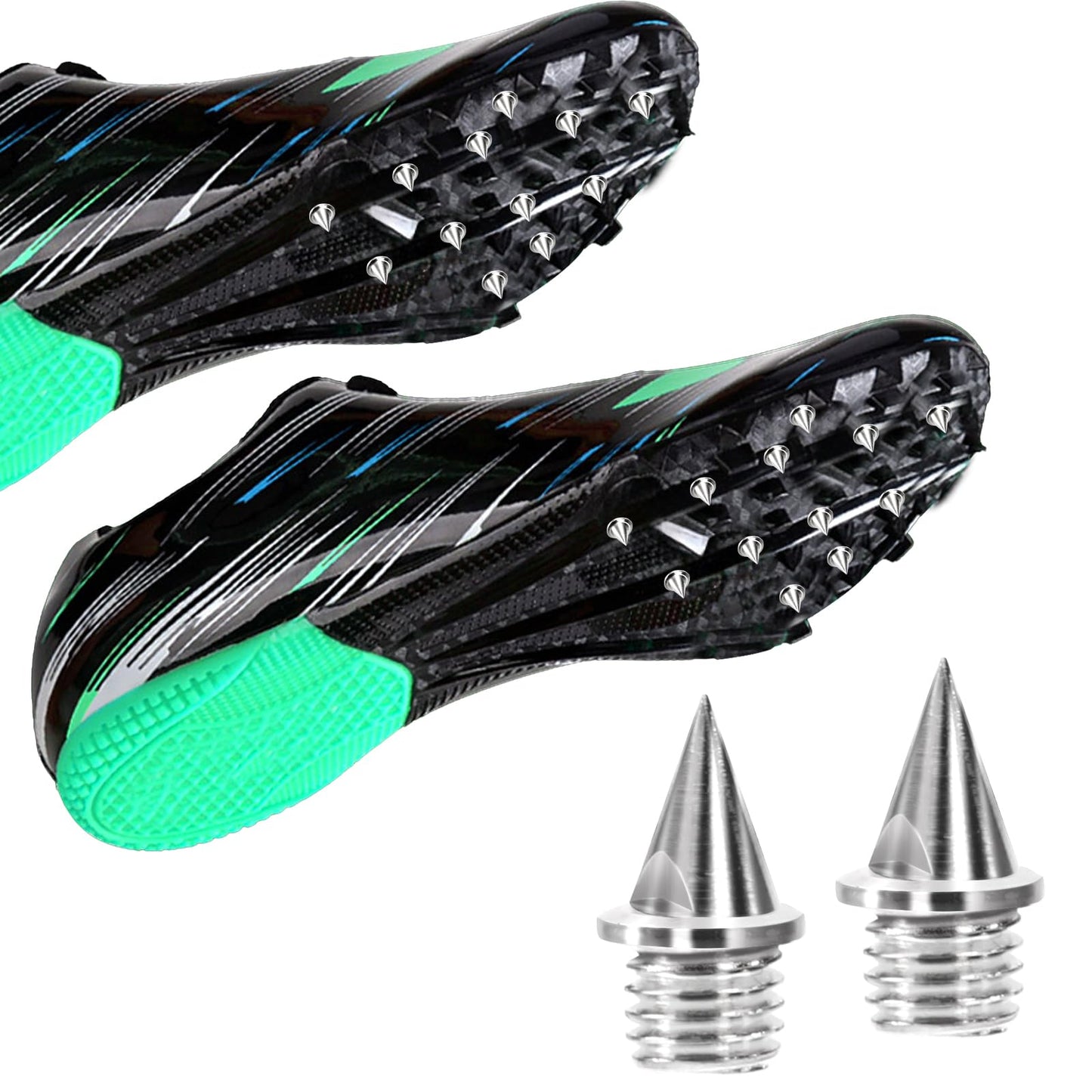 Nagpew 240 Pieces 1/4 Track Spikes, Steel Cross Country Spikes, Pyramid Replacement Shoes Spike with Wrench for Sprint Sports Short Running, Climbing, Golf Shoes