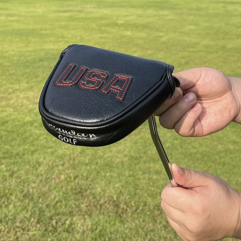 Premium PU Leather Mallet Putter Cover, Putter Head Cover, Mallet Putter Headcover Magnetic fits Odyssey Two Ball, Stroke Lab, Red O Works - Golf Club Head Covers Protect Golf Clubs