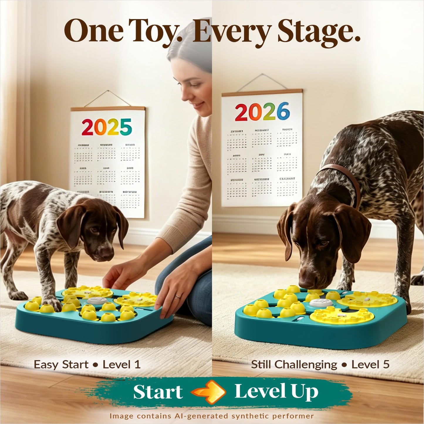 KADTC XL 5-Levels Dog Puzzle Toy, 6 Games Mental Stimulation for Smart Dogs