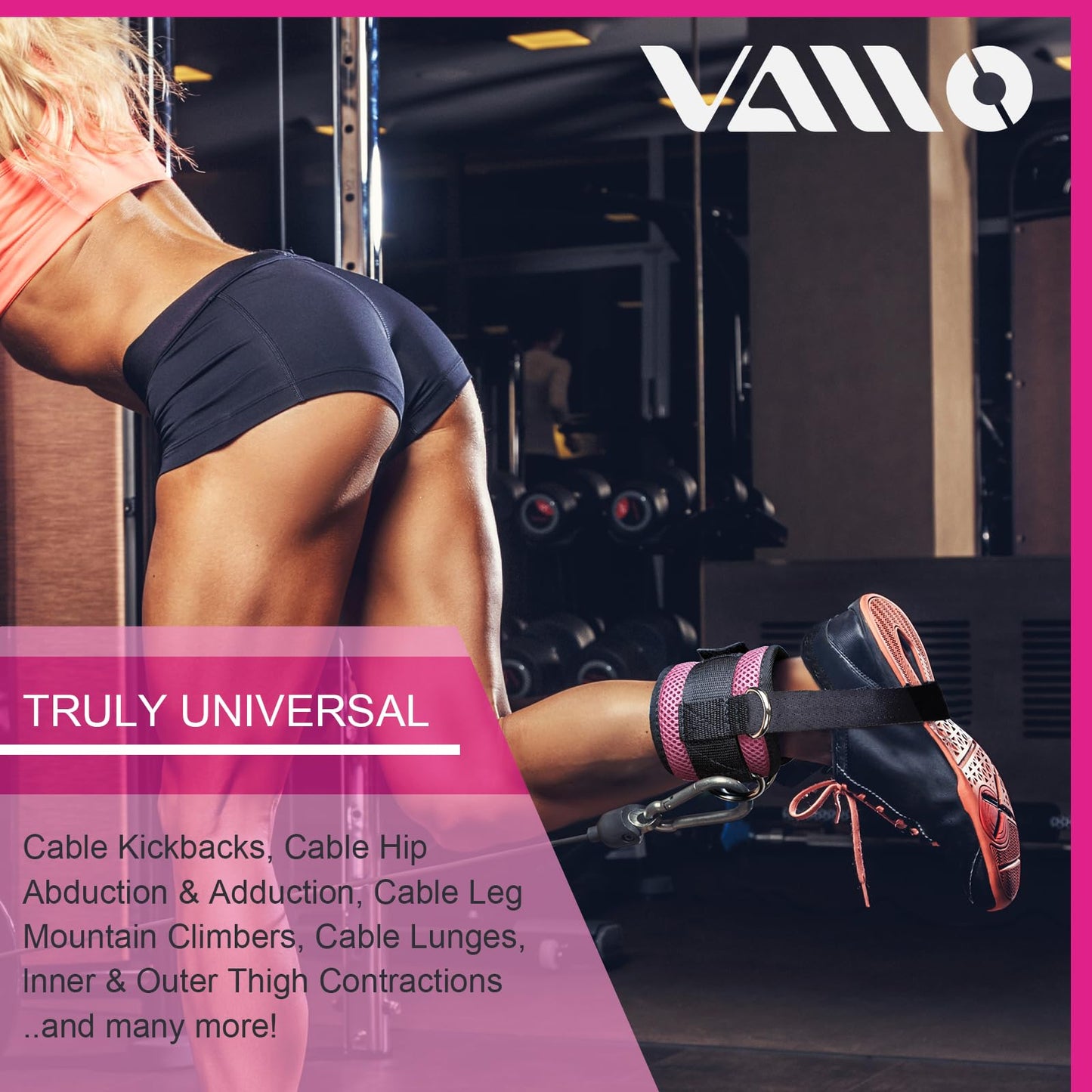 VAIIO Soft red Ankle Straps for Cable Machines,Adjustable Comfort fit Neoprene,Reinforce Double D-Ring - Premium Ankle Cuffs to Improve Abdominal Muscles,Lift The Butts,Tone The Legs for Men & Women