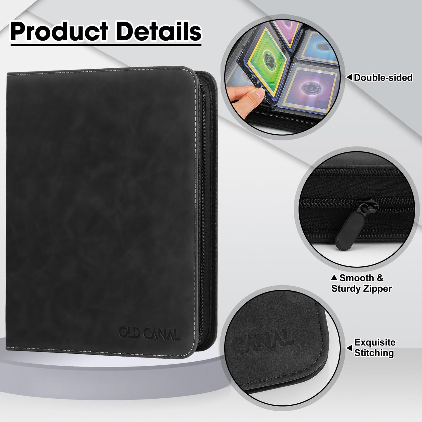 Old Canal Top Loader Binder, 9 Pockets Card Binder Holds 252 Top Loaders, Premium Trading Card Collection Holder, Top Loader Storage Album for TCG, Sports Cards, Black (FOR TOP LOADERS ONLY)