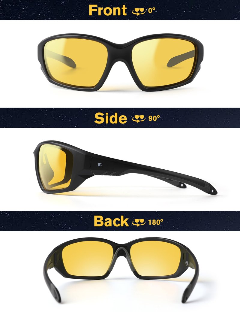BIRCEN Night Vision Glasses for Driving: Running Cycling Sport Night Anti Glare Yellow Glasses for Men Women
