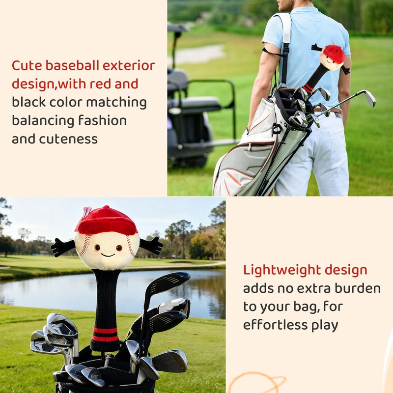 Funny Baseball Golf Driver Headcover Plush Cartoon Animal Golf Club Head Covers Golf Club Covers Driver Cover Fits 460cc Driver Head