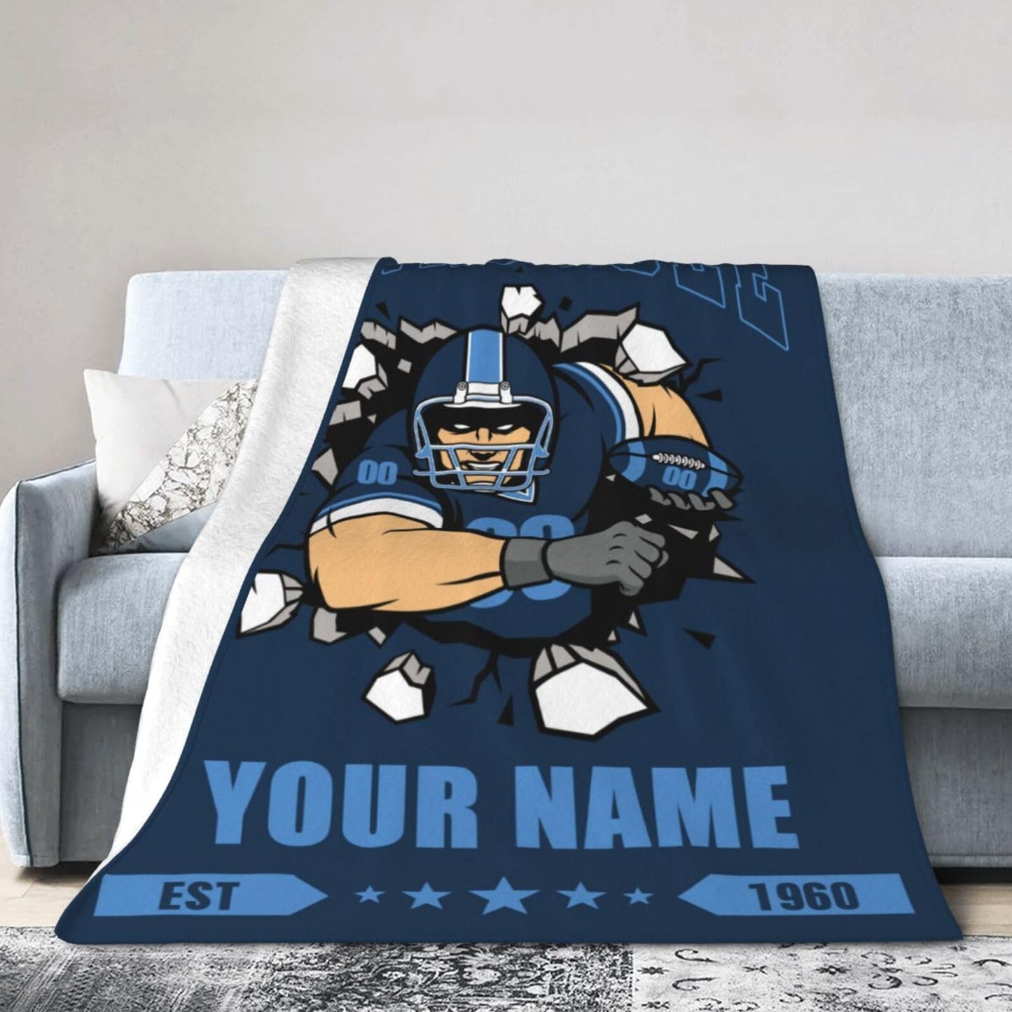 Personalized Tennessee Blanket with Name Number Custom Football Throw Blankets Customized Flannel Blanket Fan Gifts for Men Women Boy Decor for Couch, Bed, Sofa 30"x 40",40"x50", 50"x60", 60"x80"