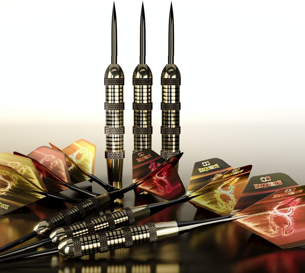 Premium Steel Tip Darts Set - Professional Brass Barrels, Metal Tips & Extra Flights | 12 Aluminum Shafts, Dart Tool & Case