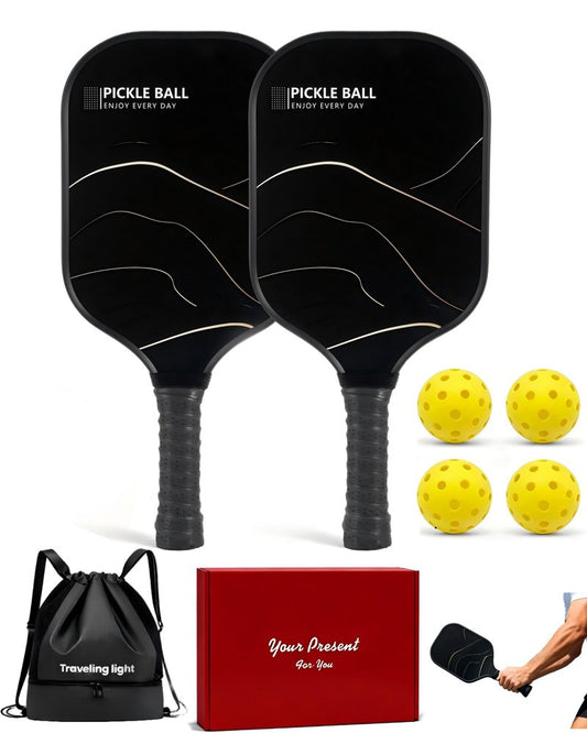 Pickleball Paddles Set of 2 for Beginners & Casual Players, Lightweight Fiberglass Rackets with Large Sweet Spot, Comfortable Grip, Includes 4 Outdoor Balls & Carry Bag – Easy Control & Fun Play Anywh