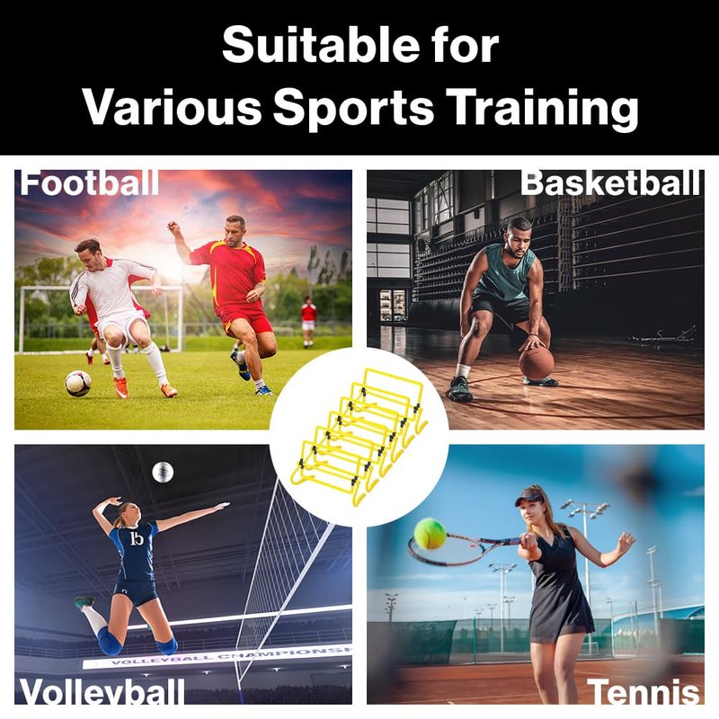 Japard 6 Pcs Agility Hurdles Speed Training Equipment, 4 Height Adjustable Setting, Soccer Training Equipment for Youth Adults