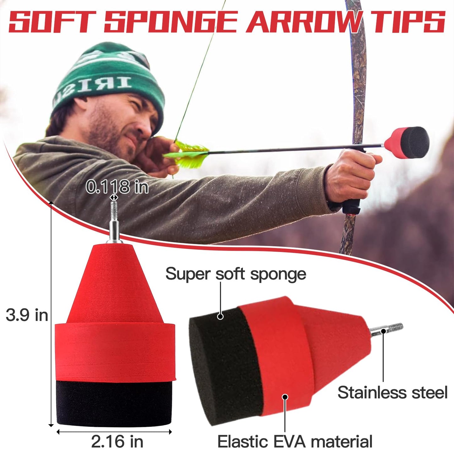 Eyourlife Foam Arrow Tips 10 Pack Foam Arrowheads Practice for LARP Arrows Soft Sponge Arrow Tips for Archery Beginners Outdoor Camping