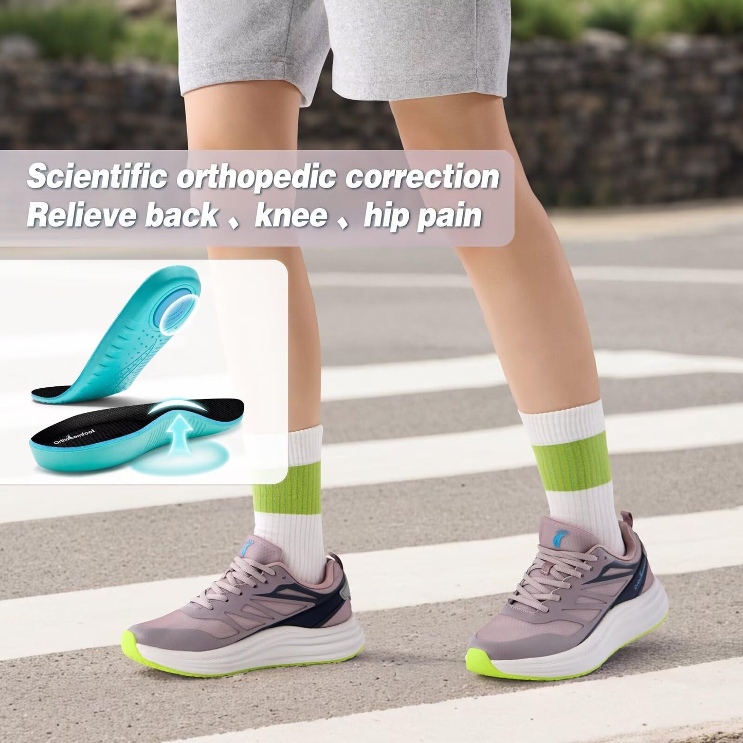 Women's Orthopedic Wide Width Toe Walking Shoes: Plantar Fasciitis Orthotic Heel Spur Diabetic Pain Relief Trail Sneakers, Arch Support Athletic Outdoor Biking Road Running Shoes Lotus Pink Size 8.5