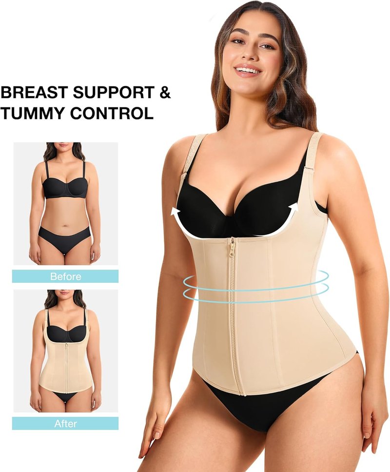 Underbust Corset Waist Trainer - Steel Boned Body Shaper Vest with Adjustable Straps | Women's Cincher
