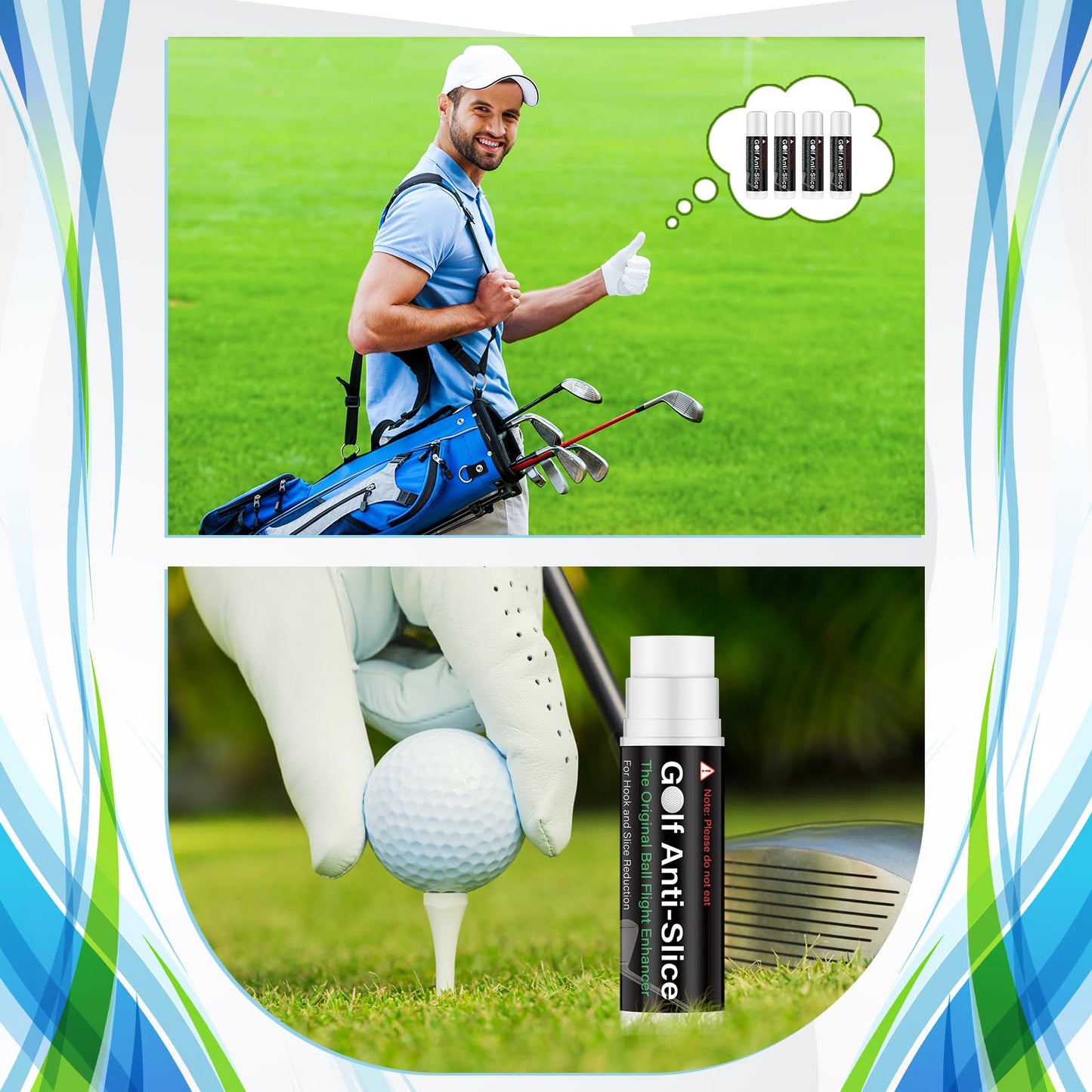 Halloscume 4 Pcs Golf Anti-Slice Anti-Slick Stick Compound for Clubs Boosts Distance and Increases Accuracy Gift for Golfer Supply(Classic Style)