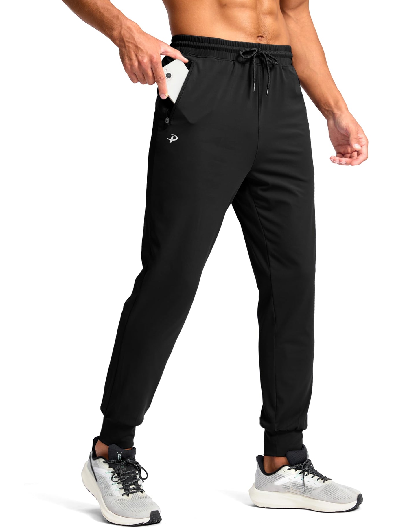 Pudolla Joggers for Men Lightweight Sweatpants with Pockets Athletic Pants for Men Gym Sweatpants Men Workout Pants(Black L)