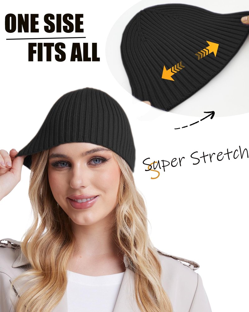 choshion Wool Knit Fisherman Beanie Hats for Men Women,Cuffless Soft Warm Seamless Beanies Toboggan Ski Hat Winter Skull Caps