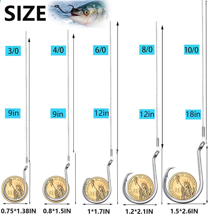 Saltwater Steel Circle Hook Rigs - Octopus Offset Fishing Hooks for Catfish & Bass
