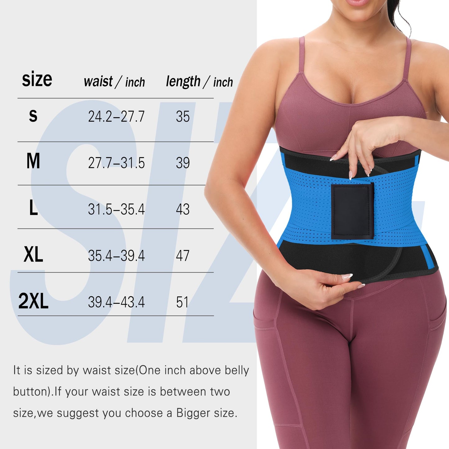 VENUZOR Waist Trainer Belt for Women - Waist Cincher Trimmer - Slimming Body Shaper Belt - Sport Girdle Belt (UP Graded)(Blue,XX-Large)