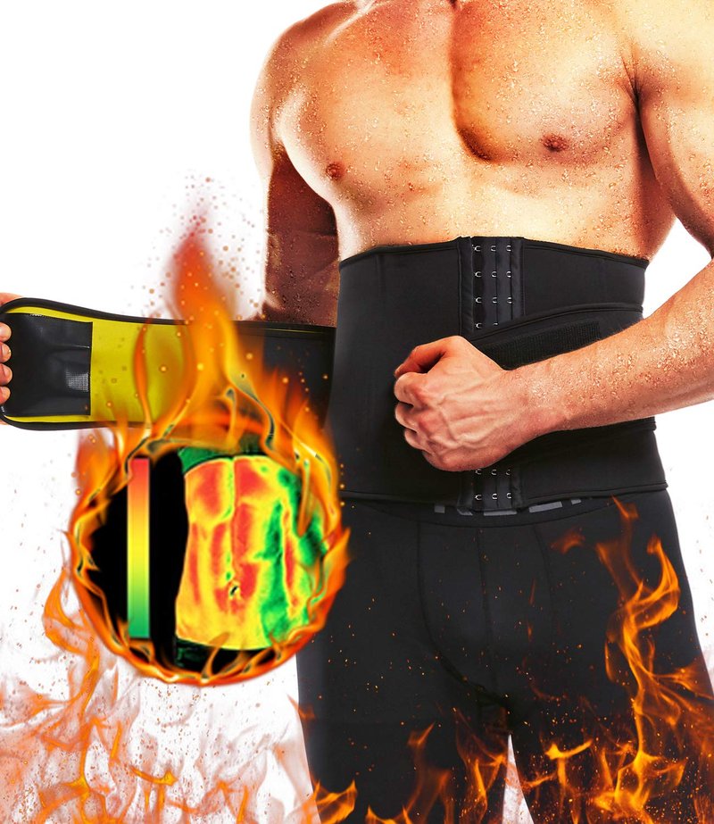 NINGMI Waist Trainer for Men Sweat Belt - Sauna Trimmer Stomach Wraps Workout Band Male Waste Trainers Corset Belly Strap Black