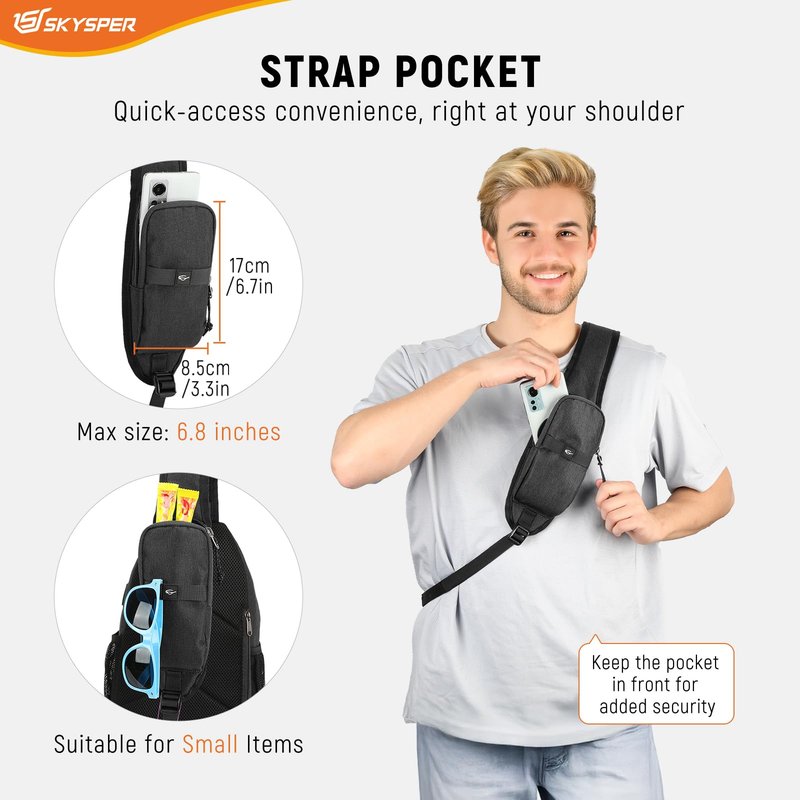SKYSPER Sling Bag Anti Theft Crossbody Bag RFID Lightweight Travel Shoulder Chest Bag for Hiking Walking