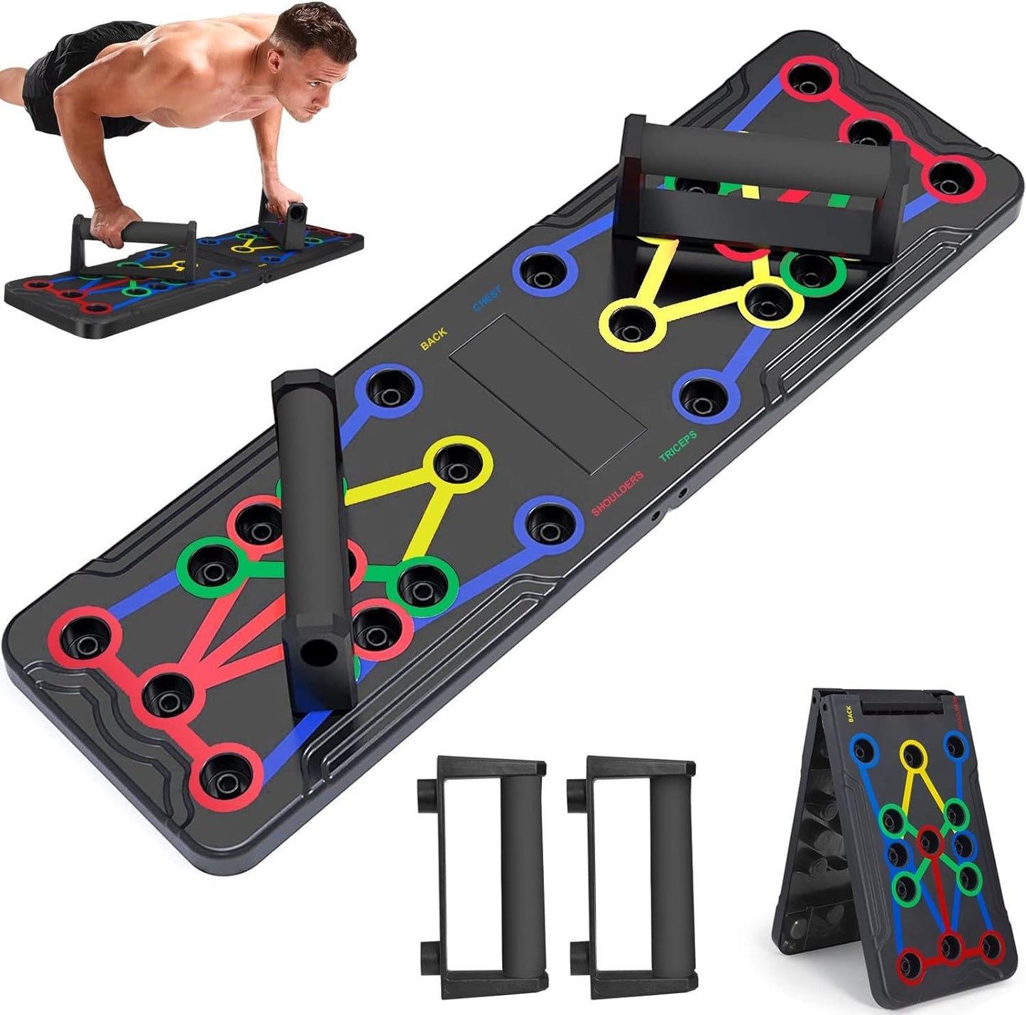 Berleng Push Up Board - 36-in-1 Foldable Pushup Fitness Stand for Portable Strength Training. Rugged, Stable Equipment for Home Gym Workout for Men & Women