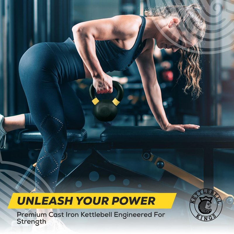 Kettlebell Kings Powder Coated Kettlebells Weight 8KG - Hand Weights Workout Gym Equipment and Strength Training Sets for Women and Men - Weights Set for Home Gym (4-48KG)