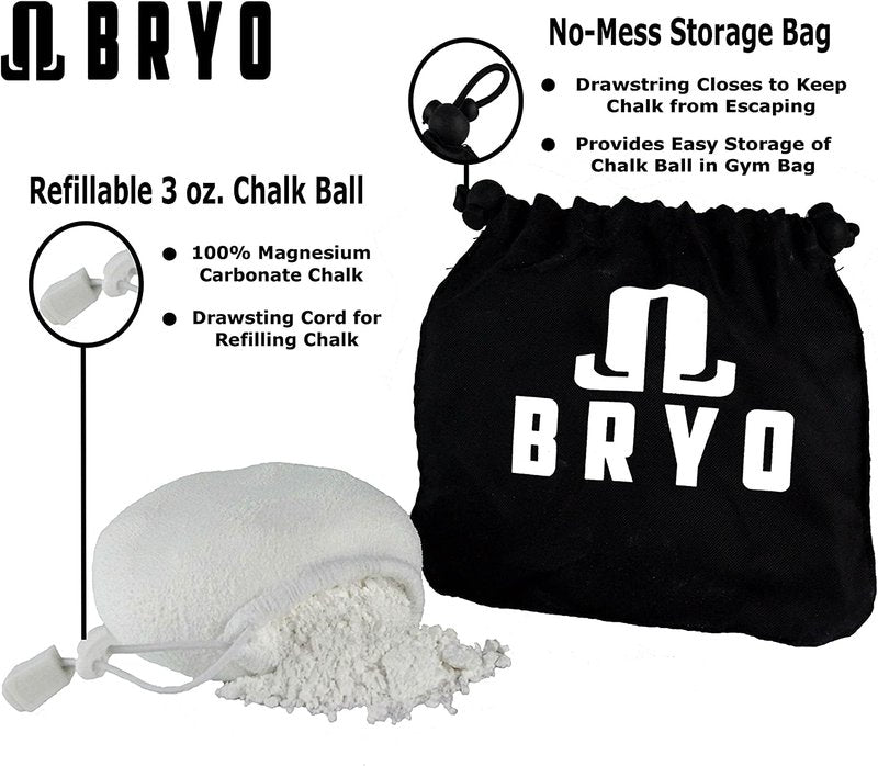 Chalk Ball 3 oz with Storage Bag - Premium Chalk for Rock Climbing, Weightlifting, Gymnastics, Crossfit & More - Mess Free Gym Chalk with Refillable Sock - Natural Drying Formula