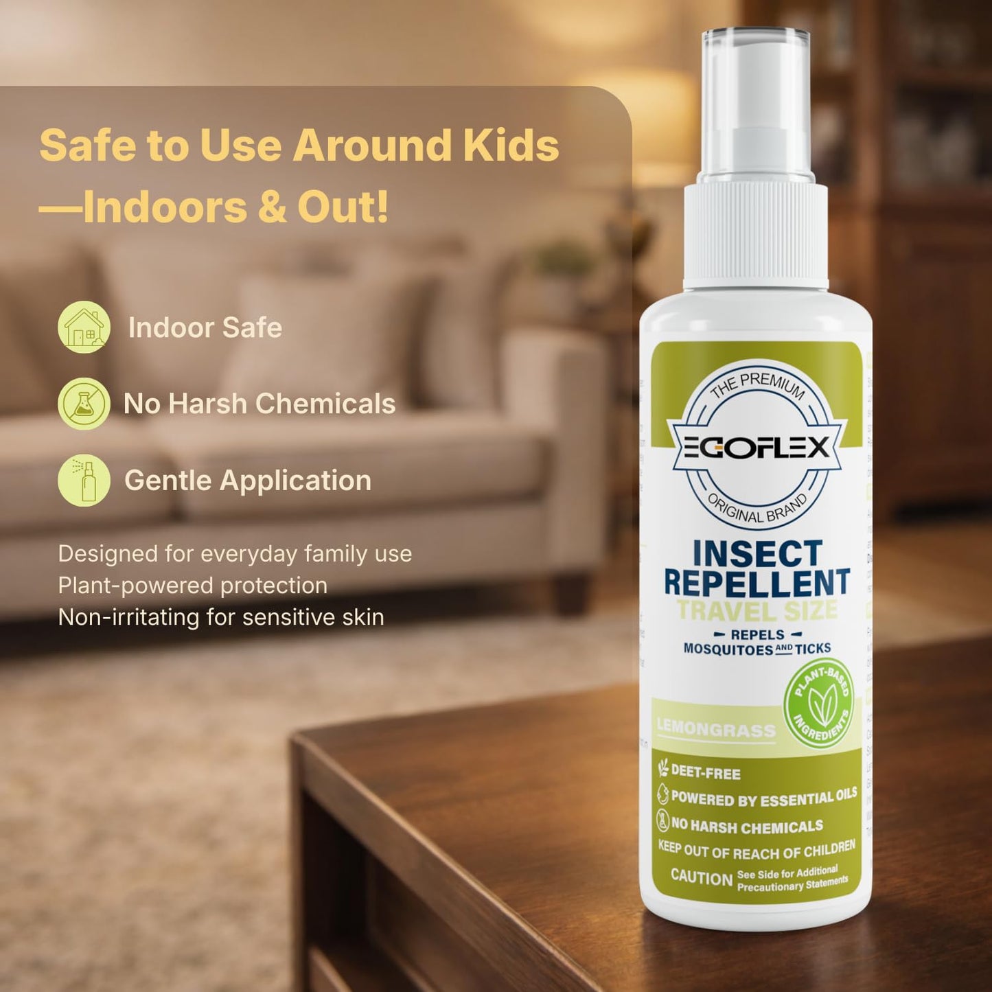 3-Pack Mosquito Repellent Spray - DEET-Free Bug Spray Travel Size TSA Approved - Mosquito, Tick & Insect Killer Deterrent with Natural Essential Oils - Lemongrass Scent - Safe for Family - 3 Fl Oz