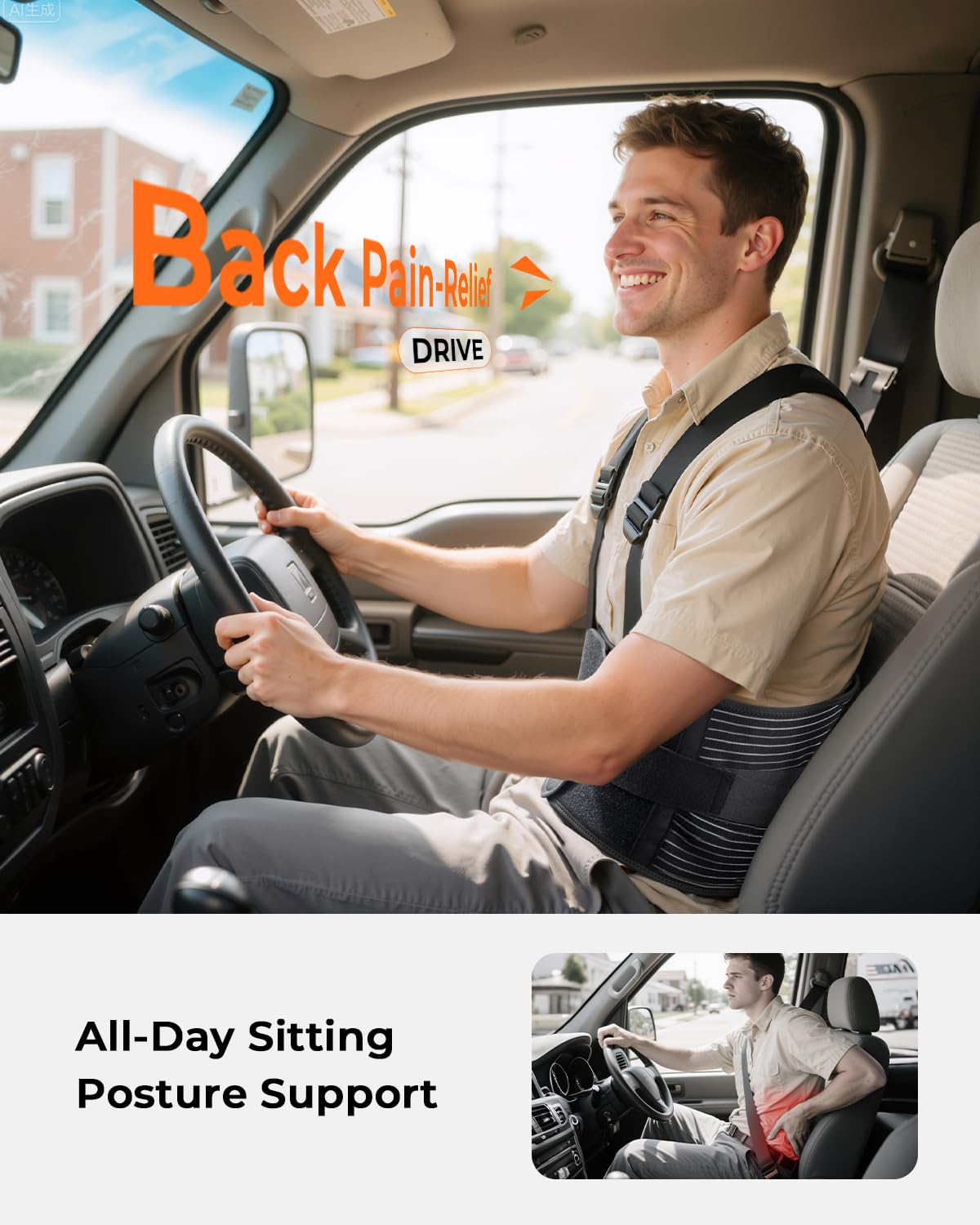 Ultra Breathable Work Back Brace for Men & Women [Upgraded Medical-Grade Support] Lower Back Support Belt with Removable Suspenders - Pain Relief for Lifting, Warehouse, Construction, Moving