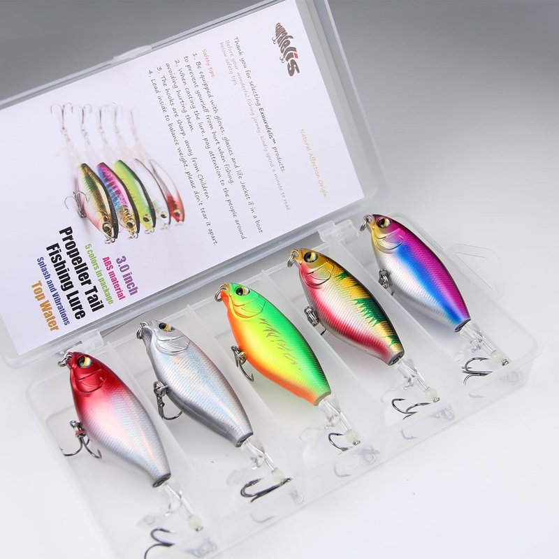 Topwater Buzz Lure - Floating Rotating Tail Fishing Bait for Bass, Pike, Trout | Freshwater & Saltwater Tackle