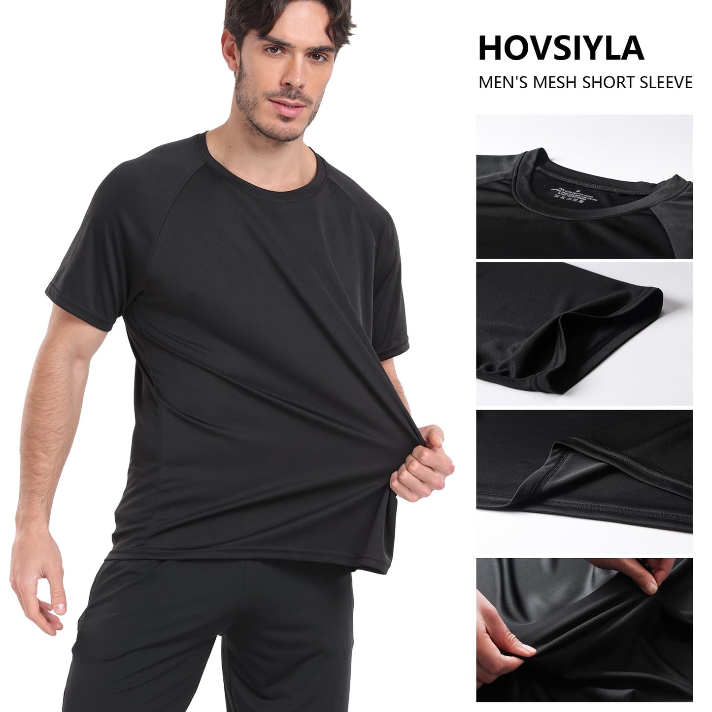 HovSiyla 5 Pack Running Shirts Men Sport Tops Dry Fit Gym Wicking Athletic T Shirts Breathable Cool Workout Shirts XL