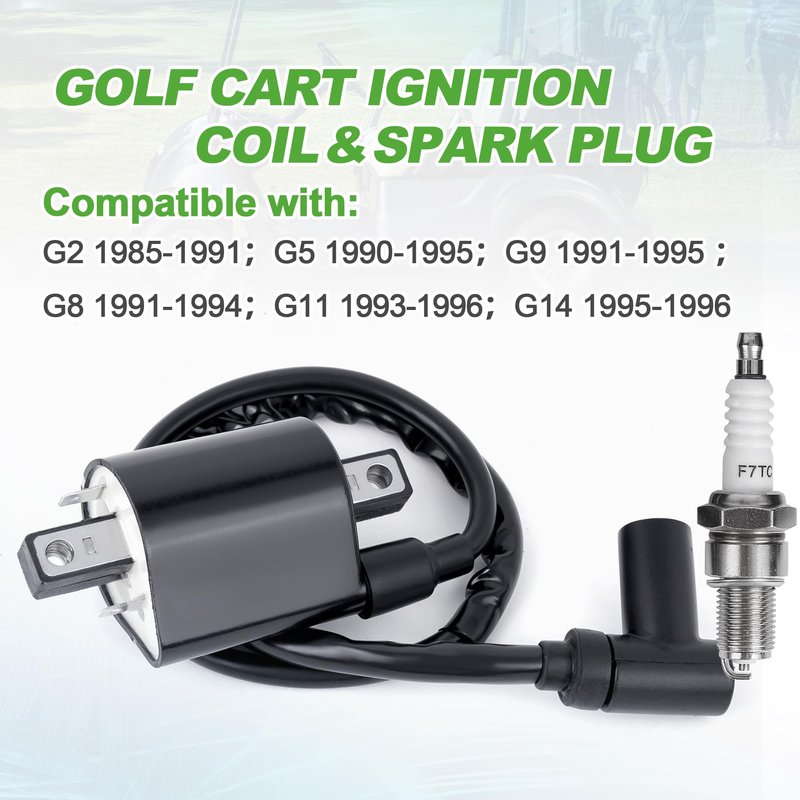 10L0L Golf Cart Ignition Coil & Spark Plug Kit for Yamaha G2 G5 G8 G9 G11 G14 Models, Replaces OEM J38-82310-20-00, Easy Installation Durable Performance
