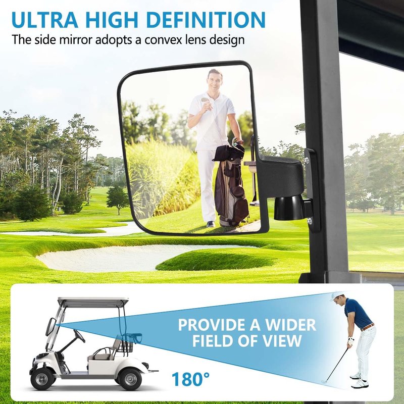 OBTANIM Adjustable Golf Cart Side Rear View Mirrors for Club Car EZ GO Yamaha and Others Carts