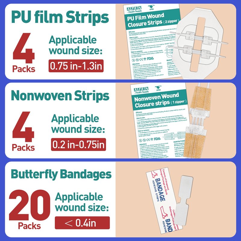 Butterfly Bandages, 28 Pack Wound Closure Strips, Repair Wounds Without Stitches