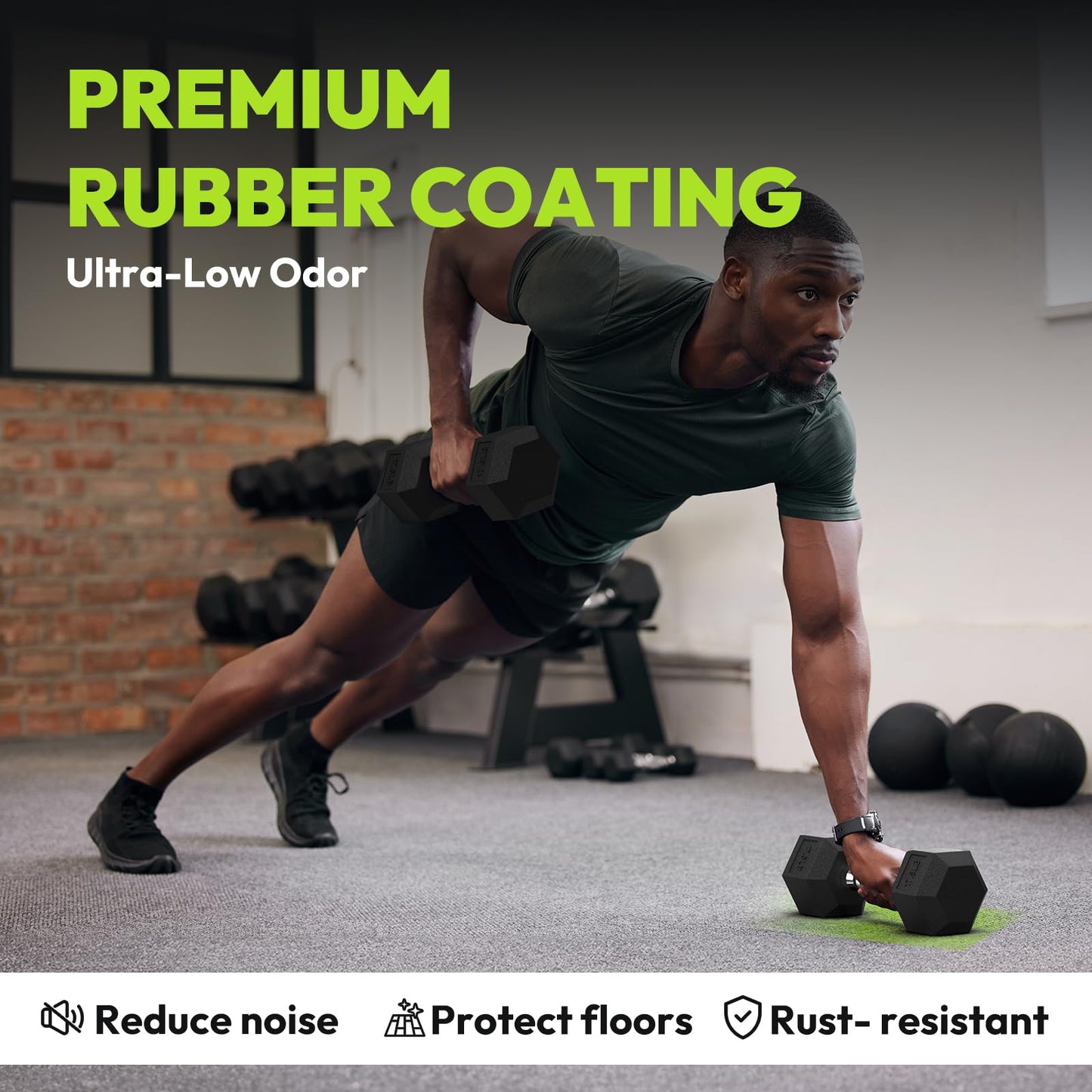 Hex Dumbbell Rubber Encased Strength Training Dumbbells, Hand Weight For Workout & Exercise/Pair of 5LB