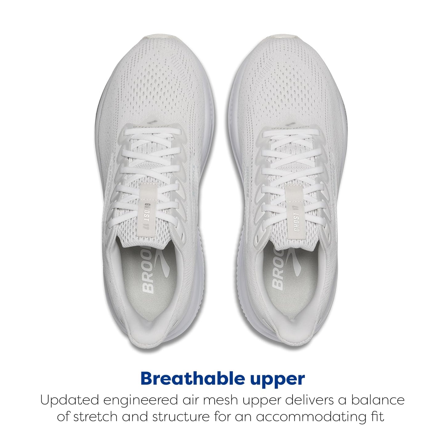 Brooks Women’s Ghost 17 Neutral Running Shoe - White/White/Grey - 6.5 Wide