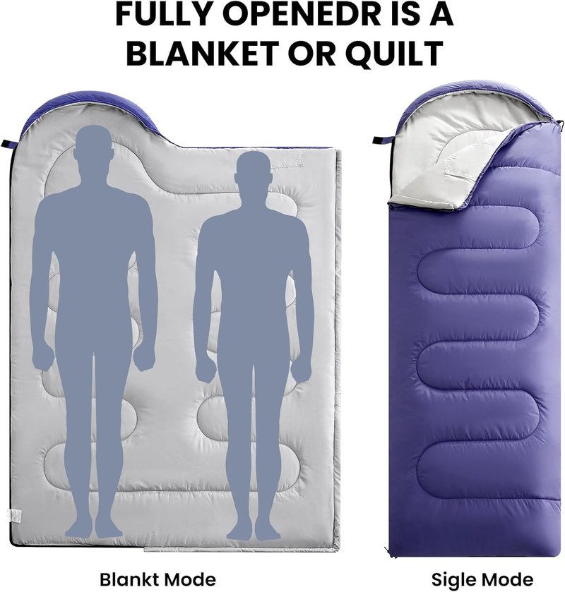 FARLAND Sleeping Bag for Adults - 3 Season Lightweight Camping Gear | Warm & Cool Weather, Compression Sack Included