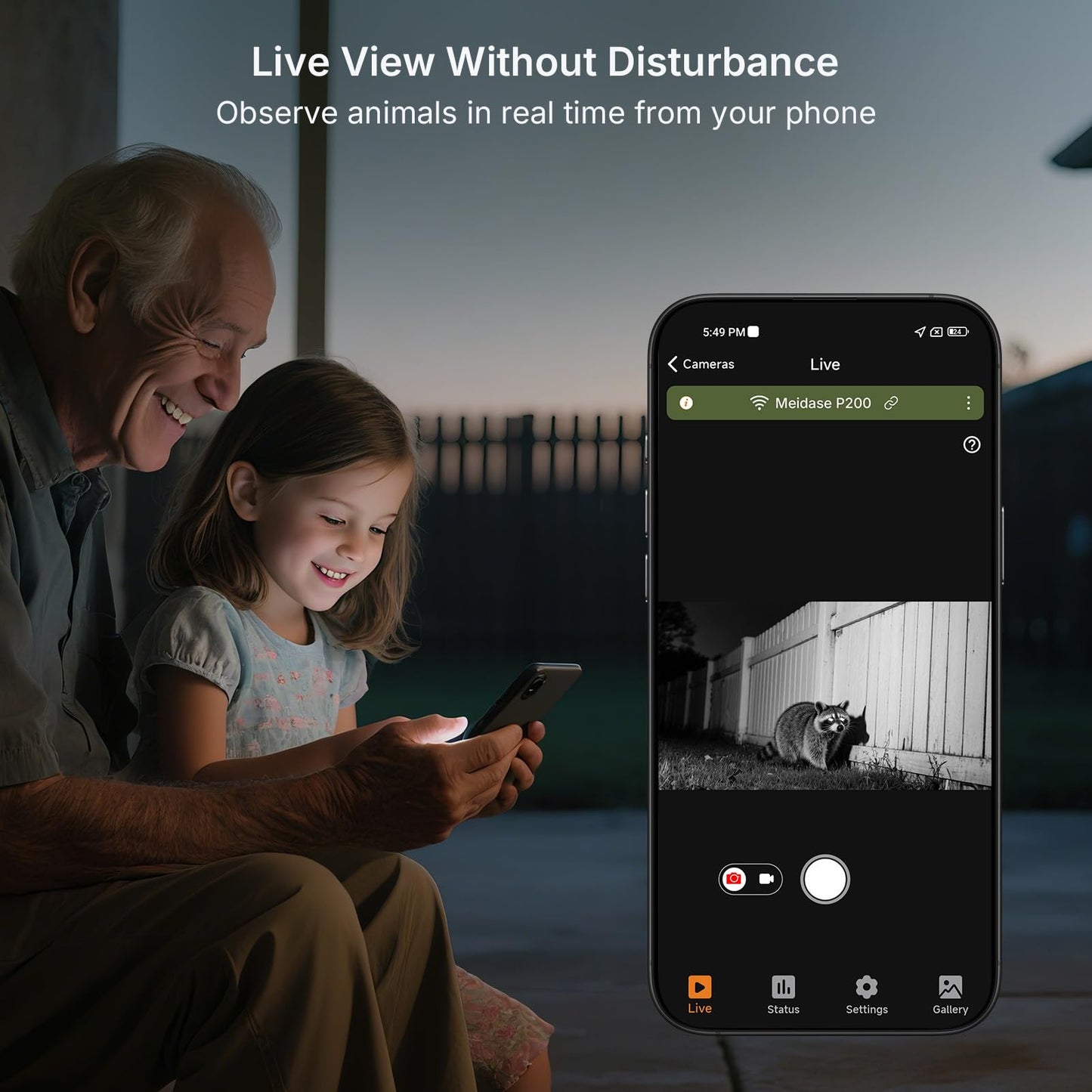 Meidase P200 WiFi (Non-Cellular) Trail Camera, 64MP Photo, 1296p Video, Bluetooth WiFi App Control, 0.1s Motion Detection, No Glow Night Vision 100ft, for Wildlife Animal Scouting or Backyard