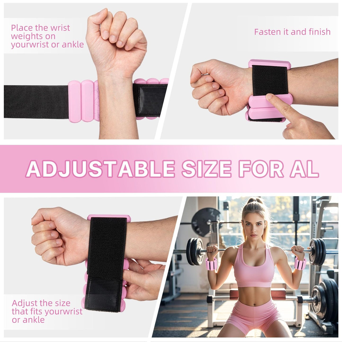 Ankle Weights for Women and Men, Set of 2 (1Lb Each) Adjustable Wrist Weighted Training Bracelet for Home Gym Workout,Strength Training Walkin Running, Foot weights for exercise(Black)