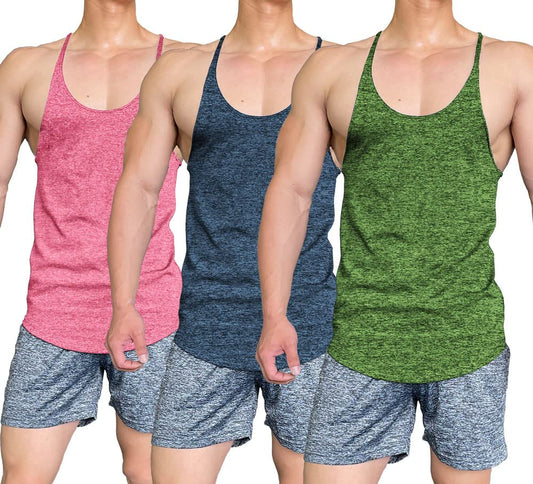 Togym Men's Stringer Bodybuilding Tank Tops Y-Back Sleeveless Fitness Workout Training T-Shirt Quick Drying(Blue/Pink/Green/S)