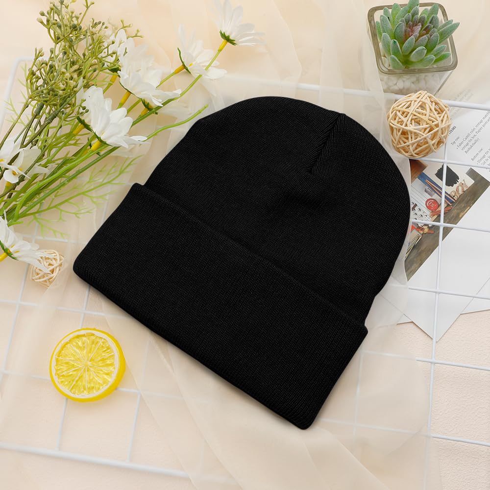 QPIXVB Black Beanie, Beanie, Black Beanie for Men, Black Beanies for Women, Winter Hats for Women, Beanie Hat, Stocking Cap, 6pcs Black Beanie Hats, Knit Hats for Women, Winter Beanies for Men